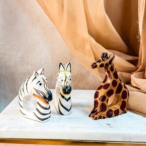 Safari Themed Wood‎ Carved Napkin Rings